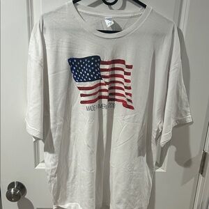 Just USA White Tee with Flag Graphic